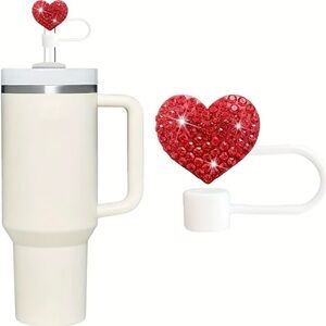 Red Heart straw cover